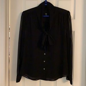 Jacob - Sheer Black Neck Tie Blouse - Size Small